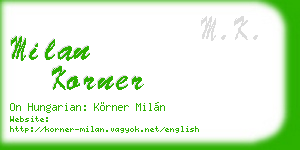 milan korner business card