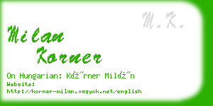 milan korner business card